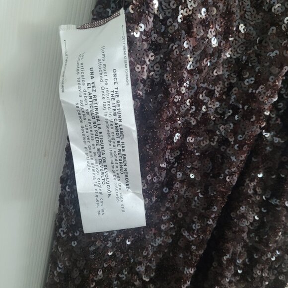 NEW DRESS THE POPULATION Natasha Midi Dress Sequin Mocha Size Small - Picture 5 of 7